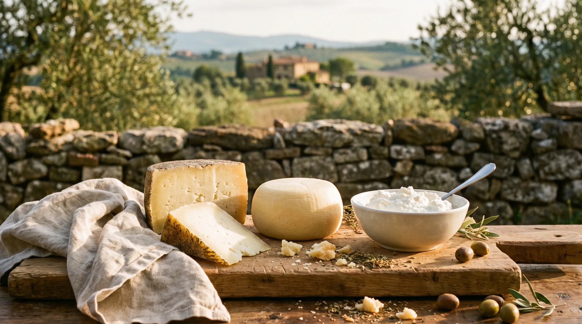 Tagliere con formaggi e pecorini della Tuscia