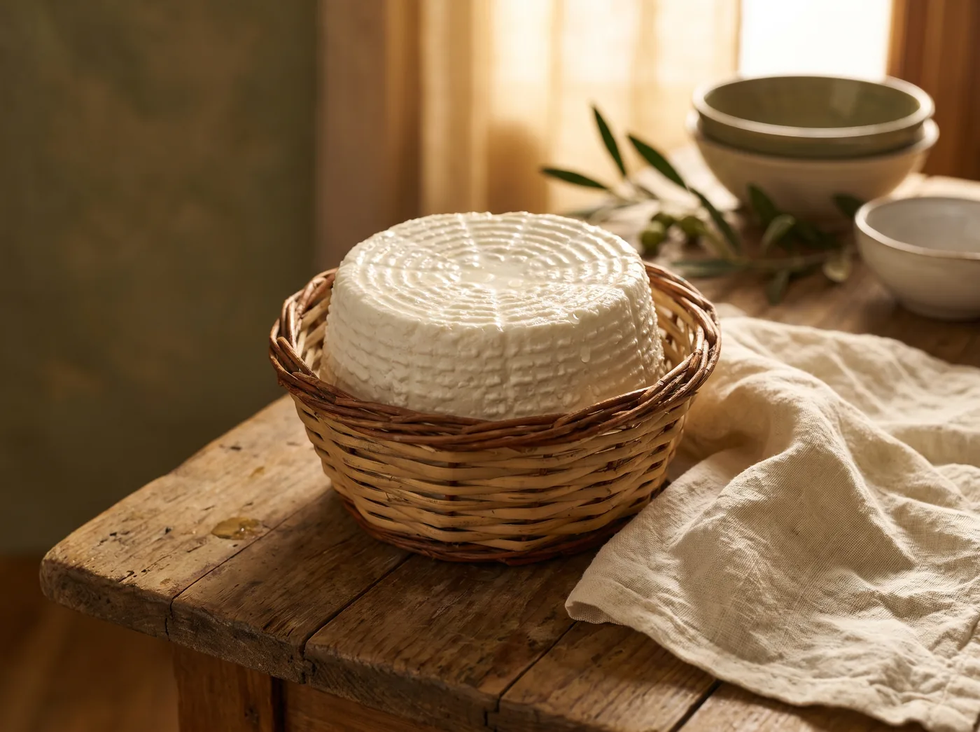 Ricotta fresca servita nella tradizionale fuscella